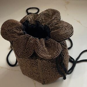 Vintage beaded purse with draw strings